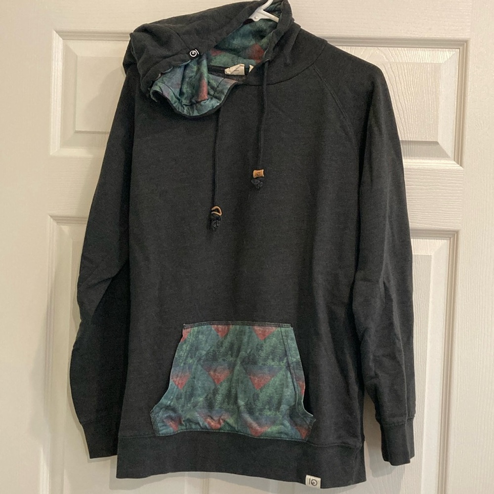 Like NEW Tentree Women’s L Hoodie Sweatshirt Charcoal Dark Grey & Tree Accents
